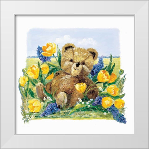 Spring Bear White Modern Wood Framed Art Print by Withaar, Rian