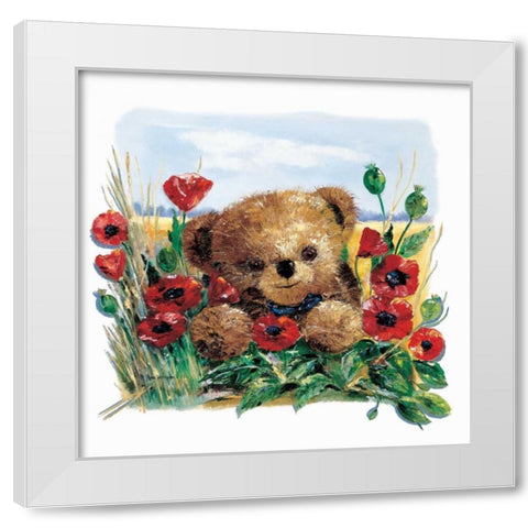 Summer Bear White Modern Wood Framed Art Print by Withaar, Rian