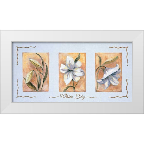 White lily Triptychon White Modern Wood Framed Art Print by Withaar, Rian