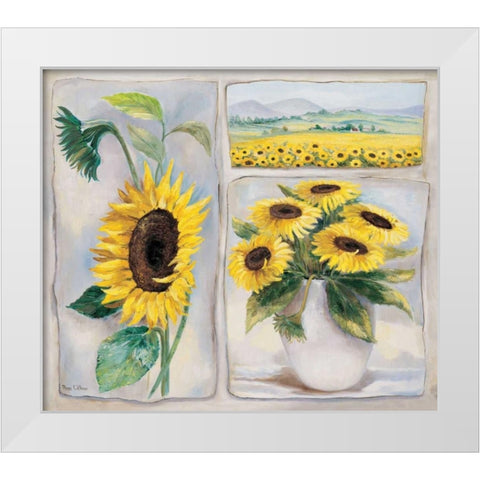 Yellow trio White Modern Wood Framed Art Print by Withaar, Rian