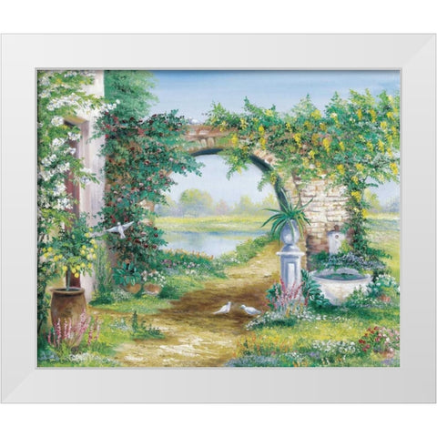 Let the garden go White Modern Wood Framed Art Print by Withaar, Rian
