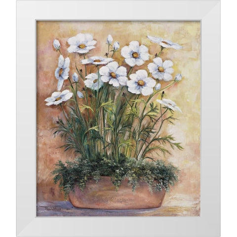 White anemones in bowl White Modern Wood Framed Art Print by Withaar, Rian