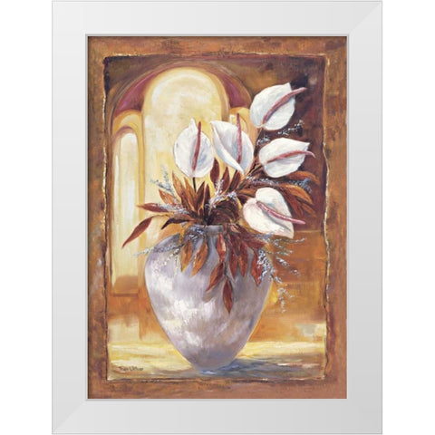White flowers in vase I White Modern Wood Framed Art Print by Withaar, Rian