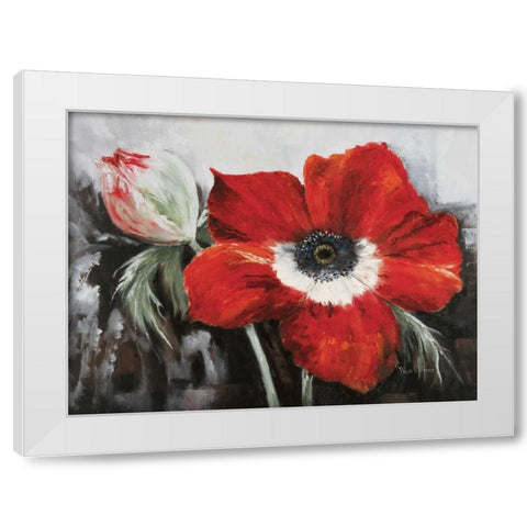 Poppy in full bloom White Modern Wood Framed Art Print by Withaar, Rian