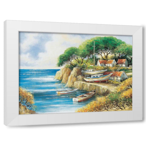 A sailors tranquillity White Modern Wood Framed Art Print by de Jong, Johan