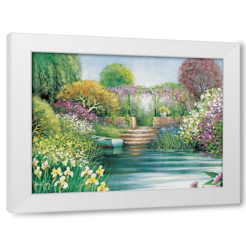 Memories of Giverny II White Modern Wood Framed Art Print by de Jong, Johan