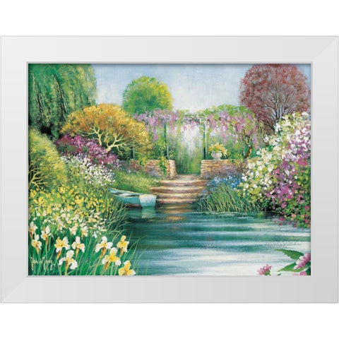 Memories of Giverny II White Modern Wood Framed Art Print by de Jong, Johan