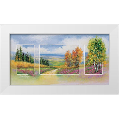 Spring triptychon White Modern Wood Framed Art Print by de Jong, Johan