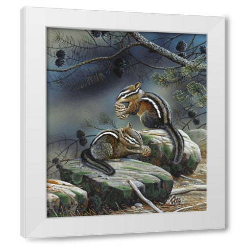 Squirrels White Modern Wood Framed Art Print by Weenink, Jan