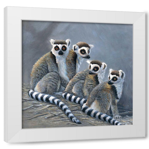 Four monkeys White Modern Wood Framed Art Print by Weenink, Jan