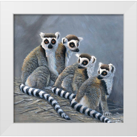 Four monkeys White Modern Wood Framed Art Print by Weenink, Jan