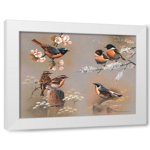 Bird composition White Modern Wood Framed Art Print by Weenink, Jan