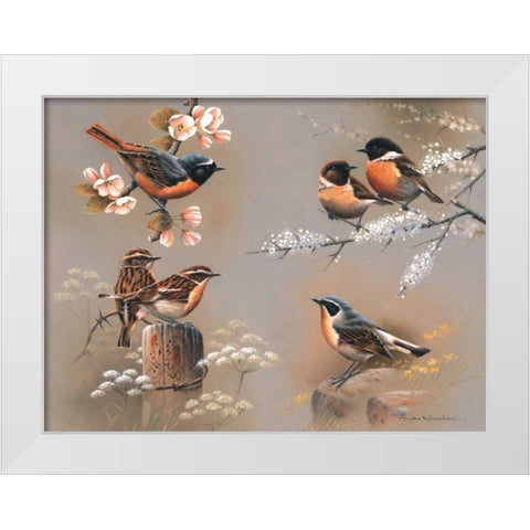 Bird composition White Modern Wood Framed Art Print by Weenink, Jan