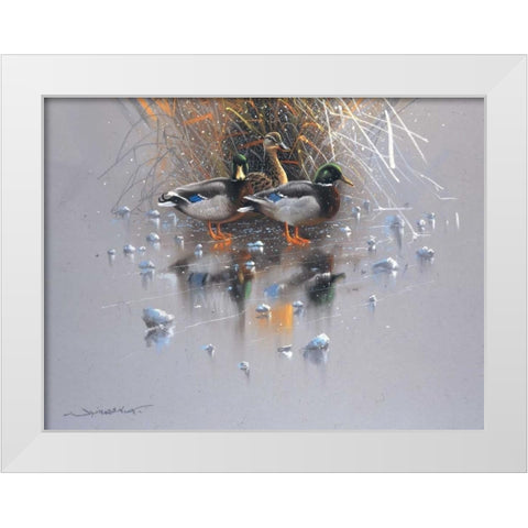 Three ducks White Modern Wood Framed Art Print by Weenink, Jan