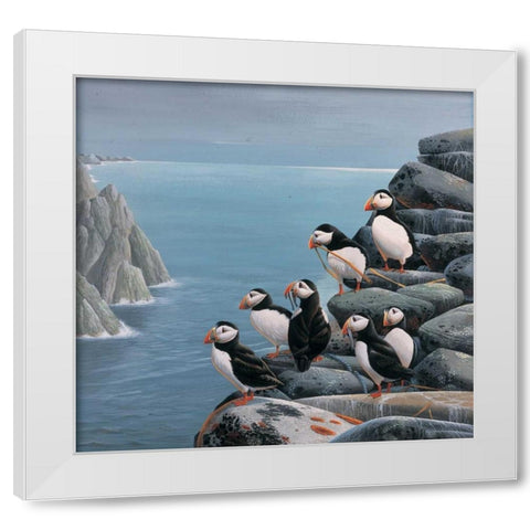 Pinguins White Modern Wood Framed Art Print by Weenink, Jan