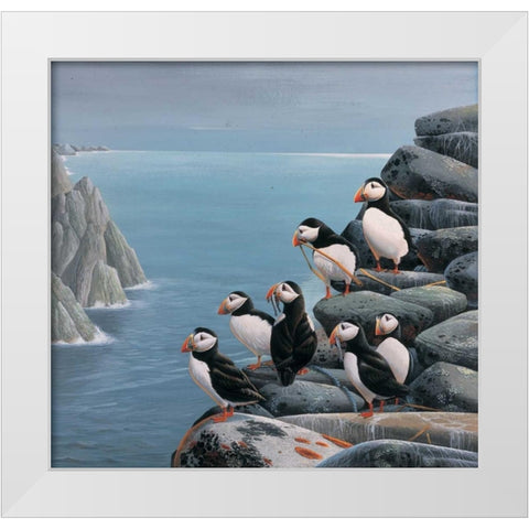 Pinguins White Modern Wood Framed Art Print by Weenink, Jan