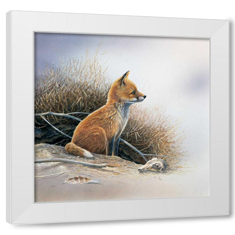 Little fox White Modern Wood Framed Art Print by Weenink, Jan