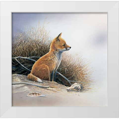 Little fox White Modern Wood Framed Art Print by Weenink, Jan