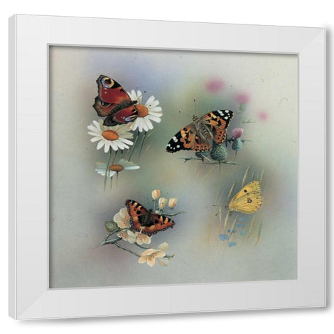 Butterfly composition White Modern Wood Framed Art Print by Weenink, Jan