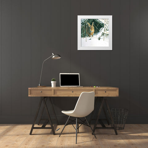 Rabbit  White Modern Wood Framed Art Print by Weenink, Jan