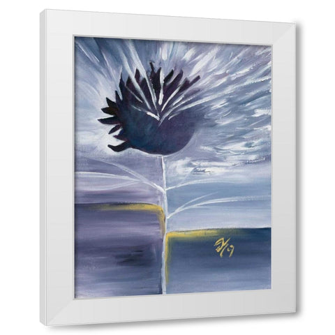 Purple bleu I White Modern Wood Framed Art Print by Peters, Kristel