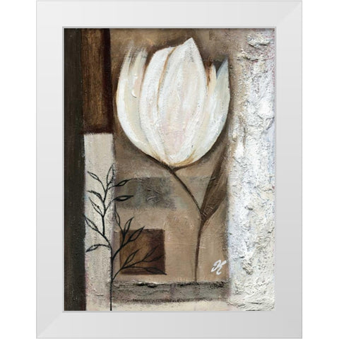 Tulip in brown I White Modern Wood Framed Art Print by Peters, Kristel