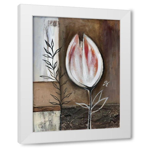 Tulip in brown IV White Modern Wood Framed Art Print by Peters, Kristel