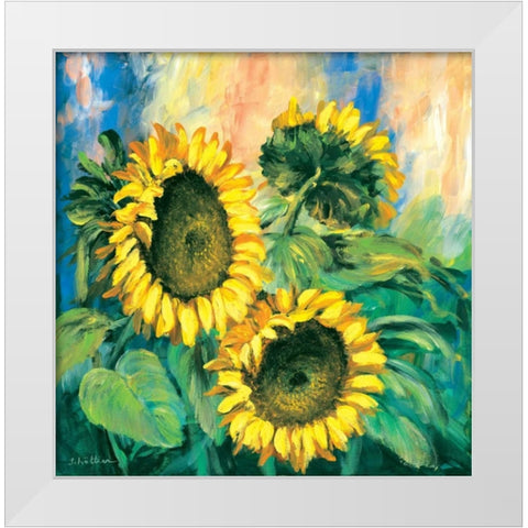 Sunflowers White Modern Wood Framed Art Print by Schottler, Katharina