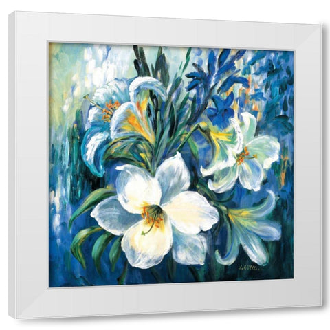 White lilies in Spring White Modern Wood Framed Art Print by Schottler, Katharina