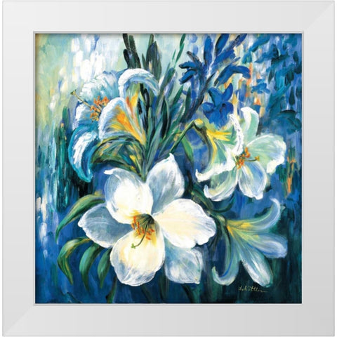 White lilies in Spring White Modern Wood Framed Art Print by Schottler, Katharina