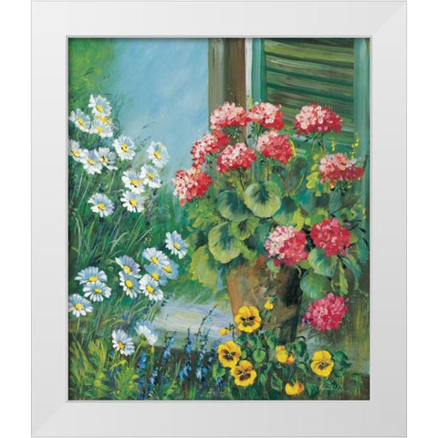Flowers at your window White Modern Wood Framed Art Print by Schottler, Katharina