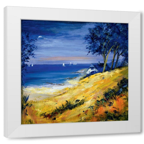 The sea and home White Modern Wood Framed Art Print by Schottler, Katharina