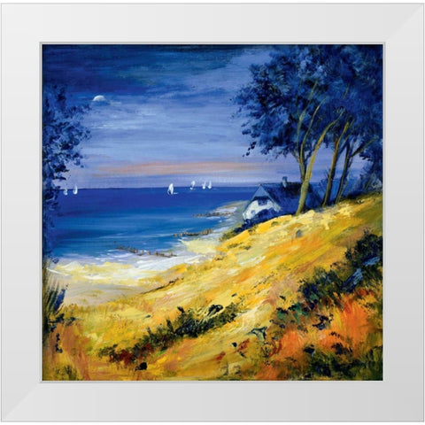 The sea and home White Modern Wood Framed Art Print by Schottler, Katharina