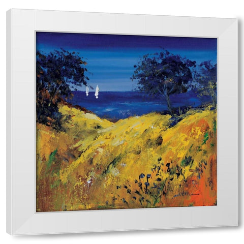 The sea and boats White Modern Wood Framed Art Print by Schottler, Katharina