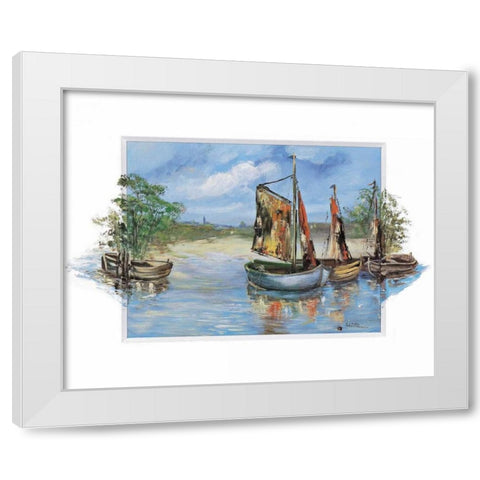 Sailing boats White Modern Wood Framed Art Print by Schottler, Katharina