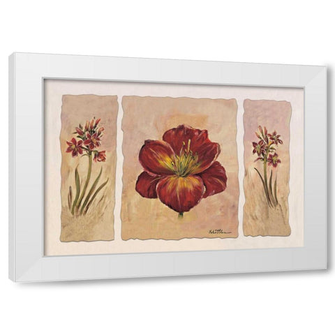 Red composition in three White Modern Wood Framed Art Print by Schottler, Katharina