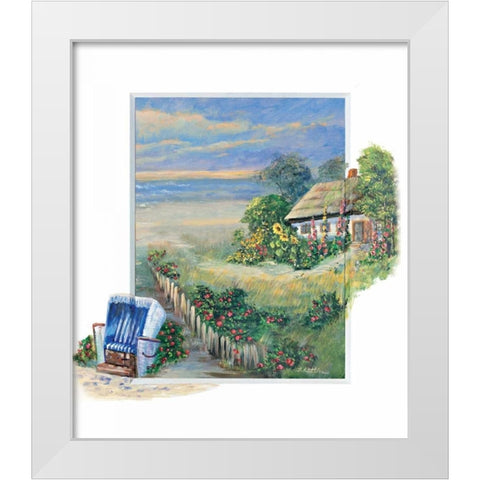 Path to the beach White Modern Wood Framed Art Print by Schottler, Katharina