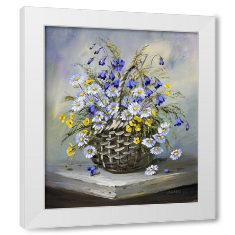 Colourful basket White Modern Wood Framed Art Print by Schottler, Katharina