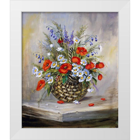 Blooming basket White Modern Wood Framed Art Print by Schottler, Katharina