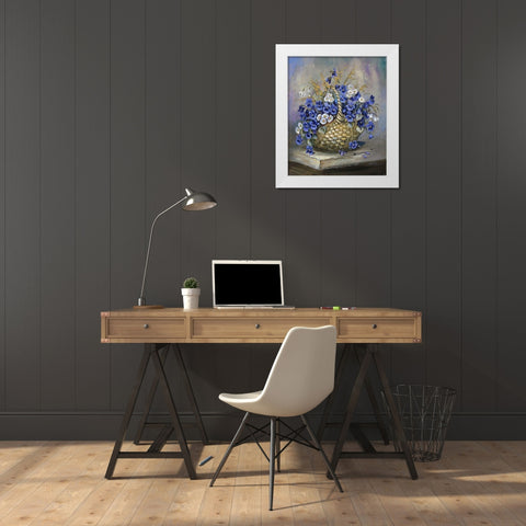 Basket in blue White Modern Wood Framed Art Print by Schottler, Katharina