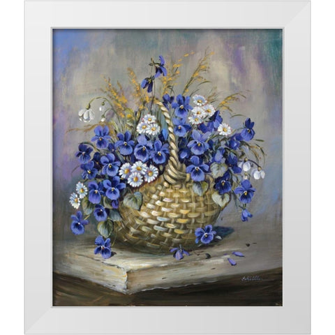 Basket in blue White Modern Wood Framed Art Print by Schottler, Katharina