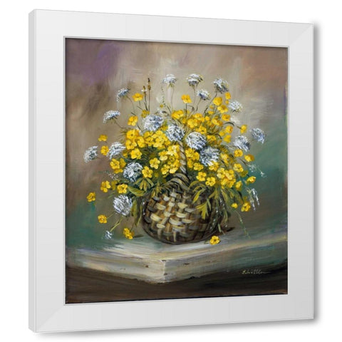 Basket in yellow White Modern Wood Framed Art Print by Schottler, Katharina