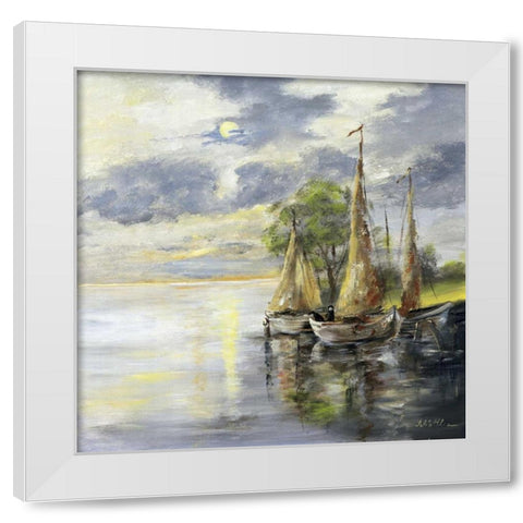 Dancing boats White Modern Wood Framed Art Print by Schottler, Katharina