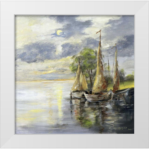 Dancing boats White Modern Wood Framed Art Print by Schottler, Katharina