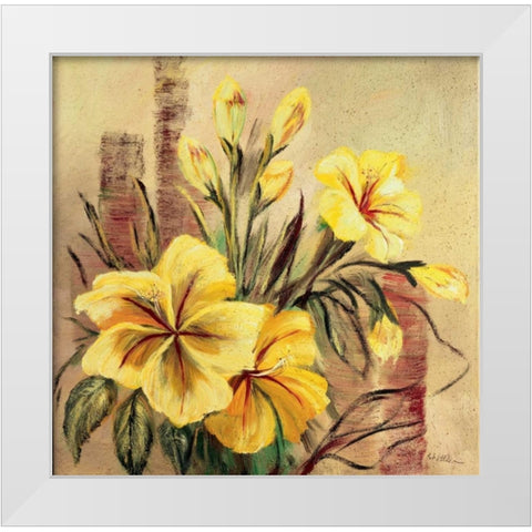 Yellow creation II White Modern Wood Framed Art Print by Schottler, Katharina
