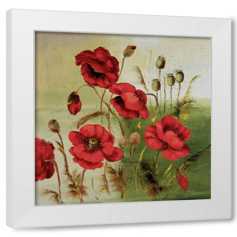 Red poppies composition I White Modern Wood Framed Art Print by Schottler, Katharina
