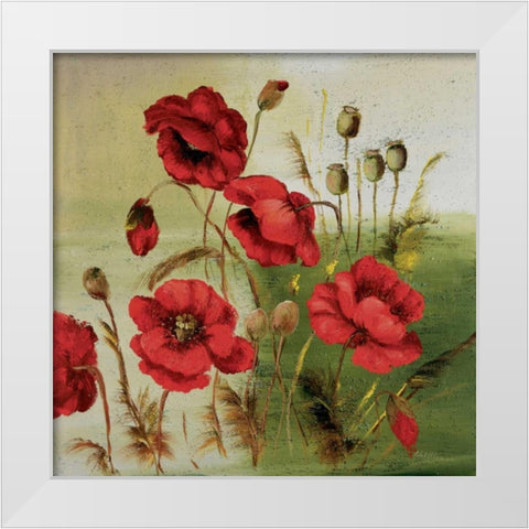 Red poppies composition I White Modern Wood Framed Art Print by Schottler, Katharina