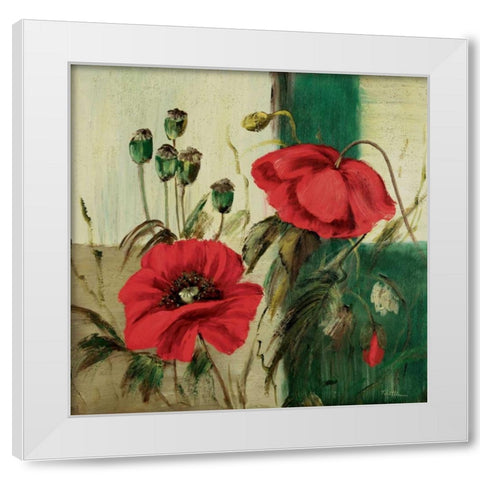 Red poppies composition II White Modern Wood Framed Art Print by Schottler, Katharina