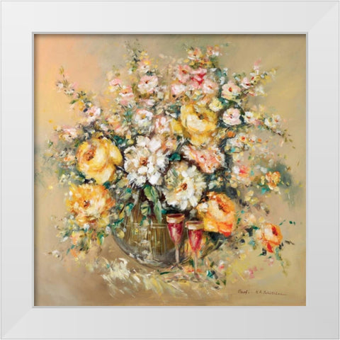 Bouqette classico I White Modern Wood Framed Art Print by Schottler, Katharina