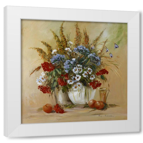 Classico Flowers White Modern Wood Framed Art Print by Schottler, Katharina